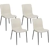 Beliani Esszimmerstühle 4er Set Hellbeige aus Stoff Gepolstert mit Schwarzen Beinen Elegant Moderner Stil für Esszimmer