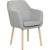 Beliani Esszimmerstuhl Grau Samt mit Hellen Holzbeinen Hohen Armlehnen Retro-Design Wohnzimmer Wohnküche Esszimmer Ausstattung Sitzmöbel