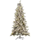 Beliani Weihnachtsbaum künstlich 210 cm Weiß Schneebedeckt mit Kunstschnee Ständer und LED-Beleuchtung Weihnachtszeit Weihnachten Wohnzimmer Modern