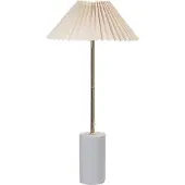 Beliani Tischlampe Weiß Leinen Rund 40 cm Stoffschirm Trommelform Rillen-Optik Kabel mit Schalter Modern Schlaf- u. Wohnzimmer Beleuchtung
