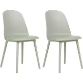 Beliani Esszimmerstuhl 2er Set Hellgrün Kunststoff mit Sitzpolster Hoher Rückenlehne Ohne Armlehnen Modern Wohnzimmer Essbereich Flur Diele Ausstattung