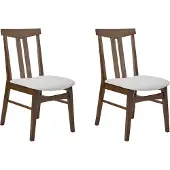 Beliani Esszimmerstühle 2er-Set Gestell aus dunklem Gummibaumholz Sitzfläche aus grauem Stoff Armlos Retro Traditionelles Design