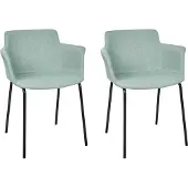 Beliani Esszimmerstuhl 2er Set Mintgrün Stoffbezug mit Schwarzen Metallbeinen Hohe Armlehnen Modern Wohnzimmer Esszimmer Küche Ausstattung Möbel