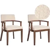 Beliani Esszimmerstuhl 2er Set Beige Bouclé Braune Holzbeine mit Armlehnen Klassisches Design Retro-Stil für Wohnzimmer Esstisch Stuhl mit Polstersitz