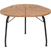 Beliani Gartentisch Hellbraun Akazenholz Rund 120 cm mit Schirmloch Standfuß Lattenoptik Runstikales Design Outdoor Terrasse Garten
