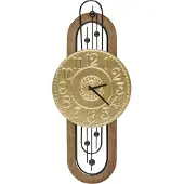 Beliani Wanduhr Gold Eisenrahmen Schwarze Rahmen 36 x 83 cm Arabische Ziffern Vintage Retro Design