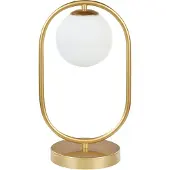 Beliani Tischlampe Gold Weiß aus Metall Glas Rund Kugel Form Nachttischlampe Tischleuchte für Schlafzimmer Wohnzimmer Flur