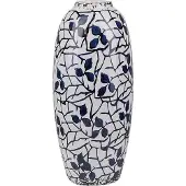 Beliani Blumenvase weiss mit blauem MUTILENE