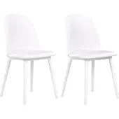 Beliani Esszimmerstuhl 2er Set Weiß Kunststoff mit Sitzpolster Hoher Rückenlehne Ohne Armlehnen Modern Wohnzimmer Essbereich Flur Diele Ausstattung
