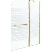 Beliani Badewannenaufsatz Gold Sicherheitsglas u. Aluminiumprofil 140 Hoch 100 cm Breit 2-Teilig mit Schwingtür Griff Festteil Modern für Badezimmer