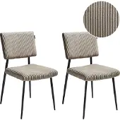Beliani Esszimmerstuhl 2er Set Taupe aus Cord Stoff Gepolstert mit Eisenbeinen Retro Eleganter Moderner Stil Stühle für Esszimmer Küche