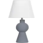 Beliani Tischlampe Grau und Weiß Keramik Vasenform 48 cm Stoffschirm Trommelform Empireform Kabel mit Schalter Modern Skandi Schlaf- u. Wohnzimmer
