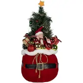 Clayre & Eef Weihnachtsdekoration mit LED-Beleuchtung Weihnachtsbaum Ø 30x70 cm Rot Synthetisch