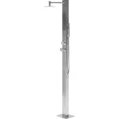 Beliani Gartendusche Silber Kunststoff mit Mischbatterie Kalt- und Warmwasseranschluss Regendusche Handbrause Freistehend Modern Außendusche Outdoor