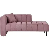 Beliani Chaiselongue Linksseitig Olivgrün Samtstoff Gesteppt mit Lehne 1 Kissen Schwarze Metallbeine Modern Wohnzimmer Schlafzimmer Büro Ausstattung
