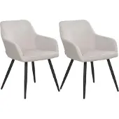 Beliani Esszimmerstuhl 2er Set Taupe Samtstoff mit Schwarzen Metallbeinen Retro-Design Polsterstuhl Wohnzimmer Essbereich Flur Diele Ausstattung Möbel