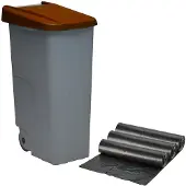 Wellhome Recyclingbehälter 110 Liter Verschlossen + 3x Müllsäcke 42x57x88 Cm 10 Einheiten