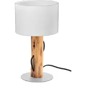 Globo Tischlampe Norin Holz mit weißer Motorhaube