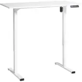 Beliani Höhenverstellbarer Schreibtisch Weiß mit Stahl Rahmen 120 x 60 cm Elektrisch Verstellbar Steh Sitz Tisch Modernes Design Büro Home Office