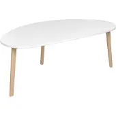 Beliani Couchtisch Weiß MDF mit Kieferholz Beinen Hellbraun Skandinavischer Stil Asymmetrische Unregelmäßige Form Wohnzimmermöbel Groß