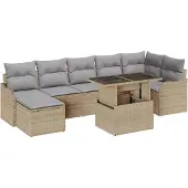vidaXL Gartensofa-set 8 Stk. Beige [Synthetisch]: Poly Rattan