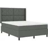 vidaXL LED Boxspringbett mit Kopfteil Dunkelgrau 140 x 200 cm Stoff