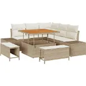 vidaXL Gartensofa-set 8 stk. Beige Poly-Rattan