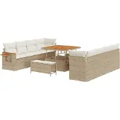 vidaXL Gartensofa-set 12 Stk. 12-Sitzanzahl Beige und Creme