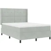 vidaXL Boxspringbett mit LED-Lichtleisten Hellgrau 140 x 200 cm Samt