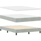 vidaXL LED Boxspringbett mit Matratze Hellgrau 140 x 200 cm Samt