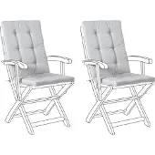 Beliani Auflagen 2er Set Grau Meliert Kunstleinen 55x42x5 cm mit Befestigungsbändern Knopfheftung Moderne Sitzauflage für Niederlehner Gartenstuhl