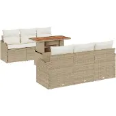 vidaXL Garten-Sofa-Set 7 stk. Beige Poly Rattan