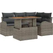 vidaXL Garten-Sofa-Set 5 stk. Grau Poly Rattan