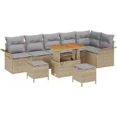 vidaXL Garten-Sofa-Set 9 stk. 8-Sitzanzahl Beige und Hellgrau