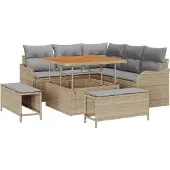 vidaXL Garten-Sofa-Set 8 stk. 7-Sitzanzahl Beige und Hellgrau