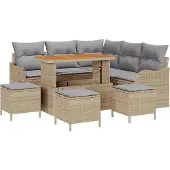 vidaXL Garten-Sofa-Set 9 Stk. 8-Sitzanzahl Beige