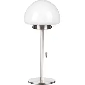 Beliani Tischlampe Silber Metallsockel, Glasschirm, Zugschalter, minimalistischer Stil Bürolicht für zu Hause