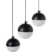 Beliani Hängeleuchte LED Schwarz Aluminium u. Eisen 3-Flammig Kugelform Höhenversetzt Langes Kabel Modern Beleuchtung Esszimmer Schlafzimmer Wohnzimmer