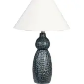 Beliani Tischlampe Dunkelblau Keramiksockel Stoffschirm Raumbeleuchtung Nachttischlampe