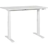 Beliani Schreibtisch Weiß Melamin 120x72cm Elektrisch Höhenverstellbar Rechteckig mit USB Metallgestell Flexibel Modern Büro Steh-Sitz-Tisch Stehtisch