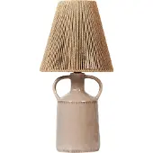 Beliani Tischlampe Taupe Keramik Vasenform 51 cm Papierschirm Trommelform Kabel mit Schalter Handgefertigt Boho Schlaf- u. Wohnzimmer Beleuchtung