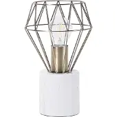 Beliani Tischlampe Gold Metall 28 cm Glühbirnen-Optik Schirm Diamantform Lampenfuß Marmoroptik Kabel mit Schalter Modernes Design