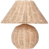 Beliani Tischlampe Naturfarben Rattan Kugelfuß 31 cm Rattanschirm Kegelform Empireform Langes Kabel mit Schalter Modern Boho Schlaf- u. Wohnzimmer