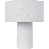 Beliani Tischlampe Hellgrau Baumwolle u. Leinen 35 cm Trommelform Rund Langes Kabel mit Schalter Modern Schlafzimmer Wohnzimmer Nachttischlampe
