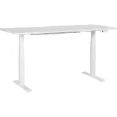 Beliani Schreibtisch Weiß Melamin 180x72cm Elektrisch Höhenverstellbar Rechteckig mit USB Metallgestell Flexibel Modern Büro Steh-Sitz-Tisch Stehtisch