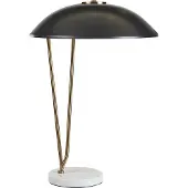 Beliani Tischlampe Schwarz und Gold Metall 58 cm Marmorfuß Metallschirm Rund Langes Kabel mit Schalter Modern Schlaf- u. Wohnzimmer Ausstattung Deko