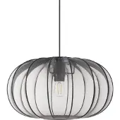 Beliani Hängelampe Schwarz mit Nylon Schirm Modernes Design Beleuchtung Hängeleuchte Esszimmer Wohnzimmer Schlafzimmer