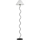 Beliani Stehlampe Schwarz mit Metallfuß 161 cm Plisseeschirm Stoffschirm Kegelform Langes Kabel mit Schalter Modern Schlaf- u. Wohnzimmer Beleuchtung