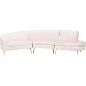 Beliani Wohnlandschaft Helles Beige aus Samtstoff Rundecke Kinosofa Rundsofa für Wohnzimmer für Salon