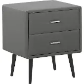 Beliani Nachttisch Grau Kunstleder mit 2 Schubladen Modern Minimalistisch Glamour Look Schlafzimmer